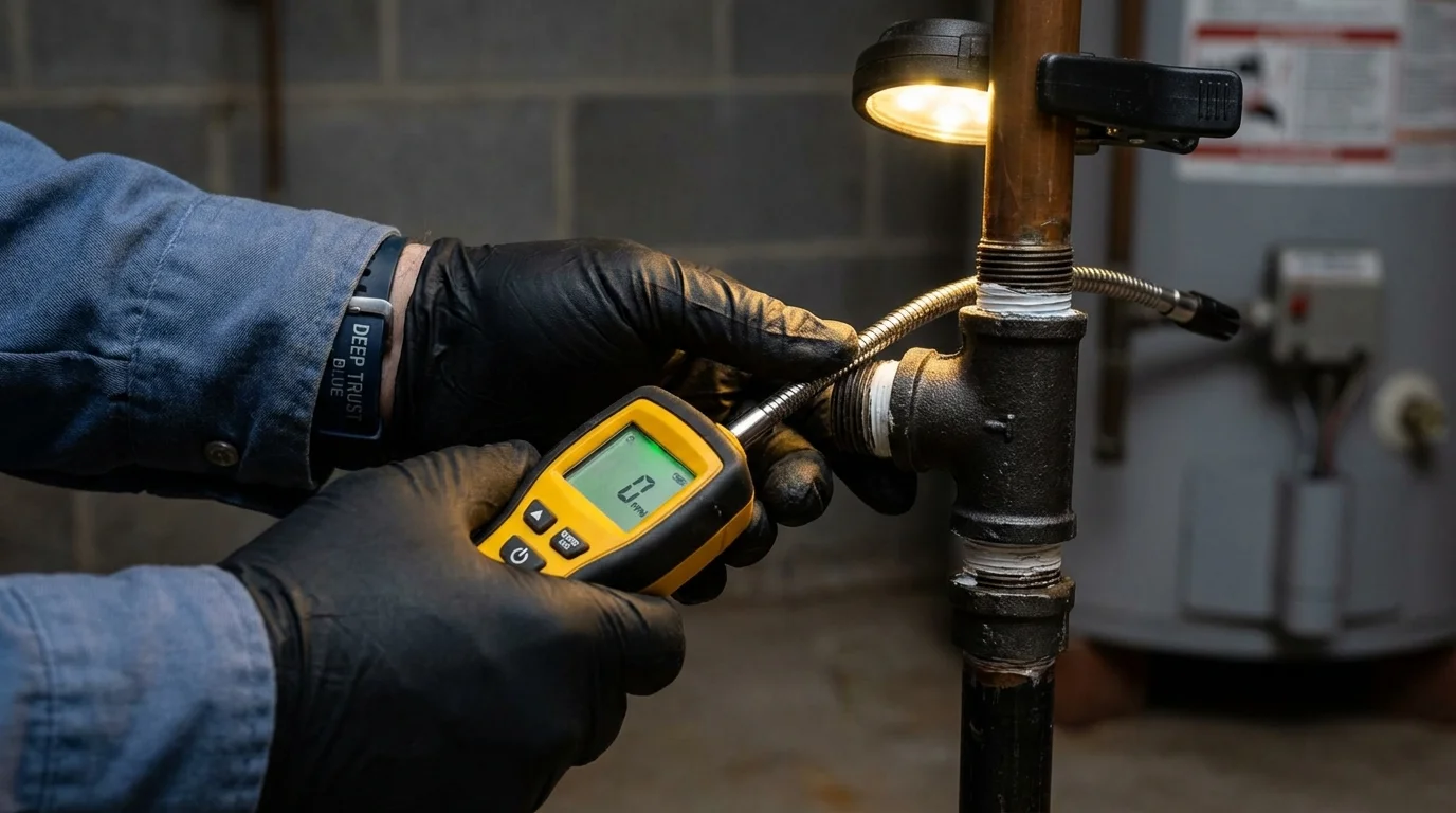 Gas leak detection with electronic sniffer by Johns Plumbing LLC in Hurricane